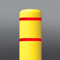 DINGED 10 7/8" x 60" Yellow Bollard Cover/red tape