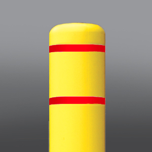 DINGED 10 7/8" x 55" Yellow Bollard Cover/red tape