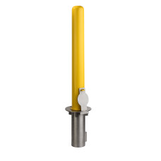 DINGED Removable 4" x 36" Steel Bollard Powder Coated Yellow w/Embedment Sleeve