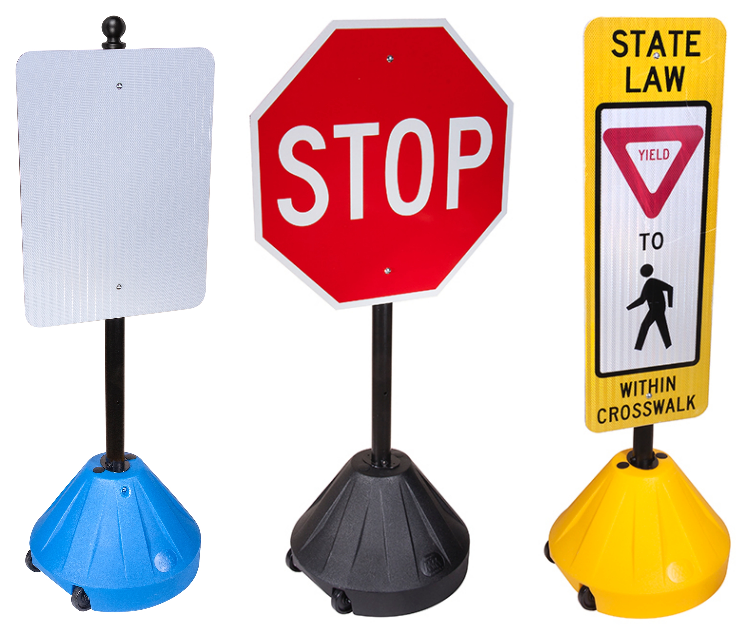 tip and roll portable pole sign holder