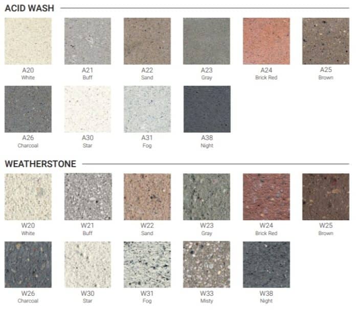 Concrete Color Chart: Acid Wash & Weatherstone Options