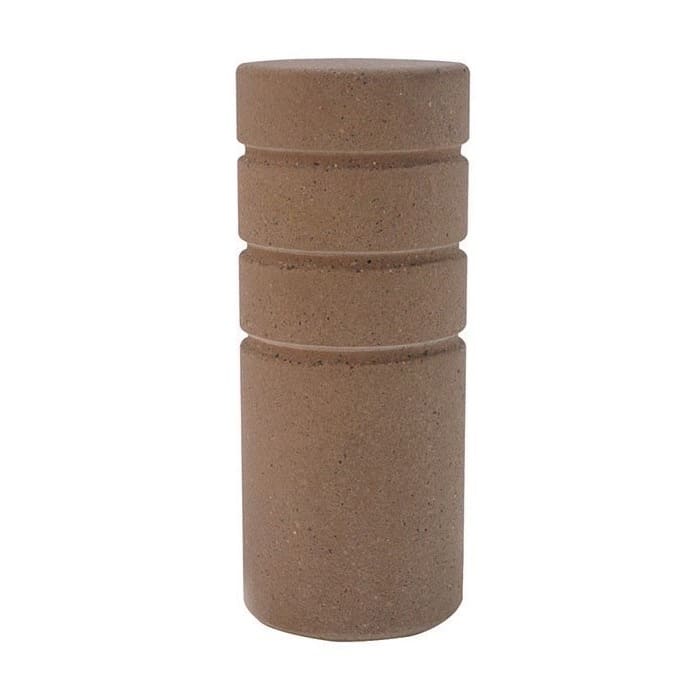Cylindrical Bollard with Triple Reveal Lines Round Cylindrical Bollard with Three Reveal Rings - Image 1